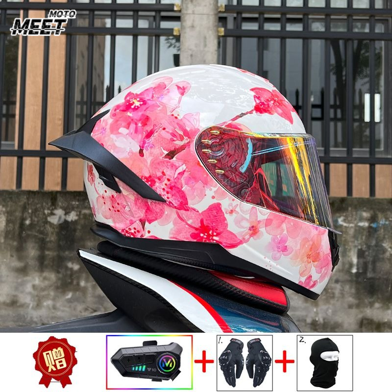 Full Face Motorcycle Helmet With Bluetooth - Casco Moto Bluetooth ORZ Quattro Stagioni