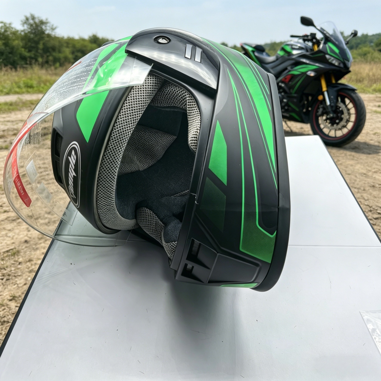 Dual Visor Motorcycle Racing Helmet - Casco Integrale da Moto per Uomo
