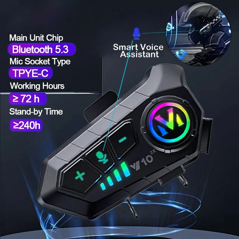 Universal Motorcycle Helmet Intercom Headset - Interfono Bluetooth V10 2X per Casco