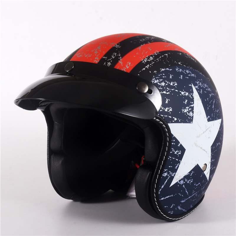 Vintage Open Face Retro Helmet - Casco moto Vintage mezza faccia Retro