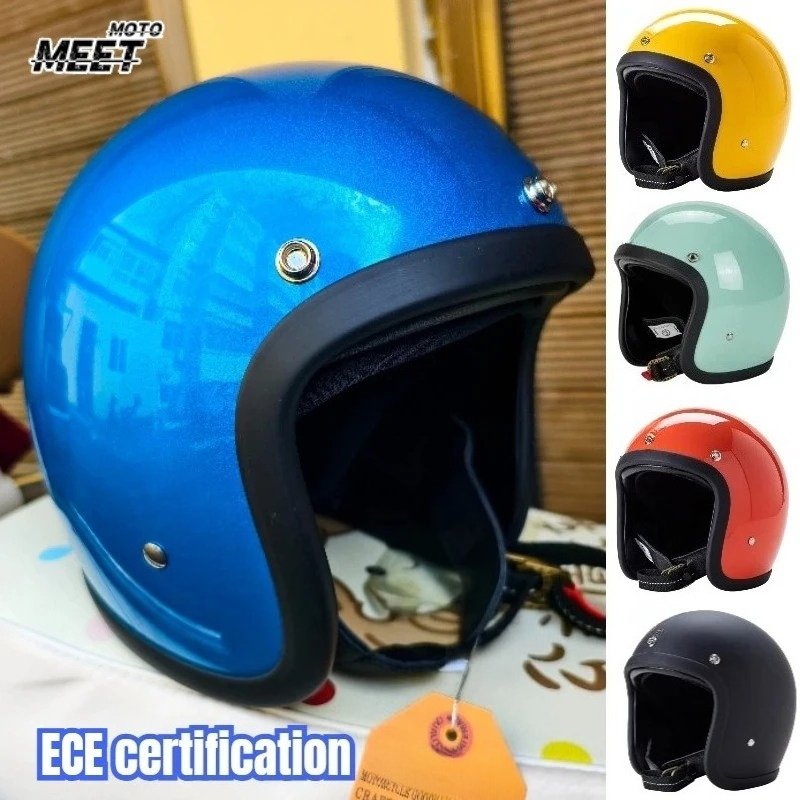 Vintage Open Face Retro Helmet - Casco moto a faccia aperta stile