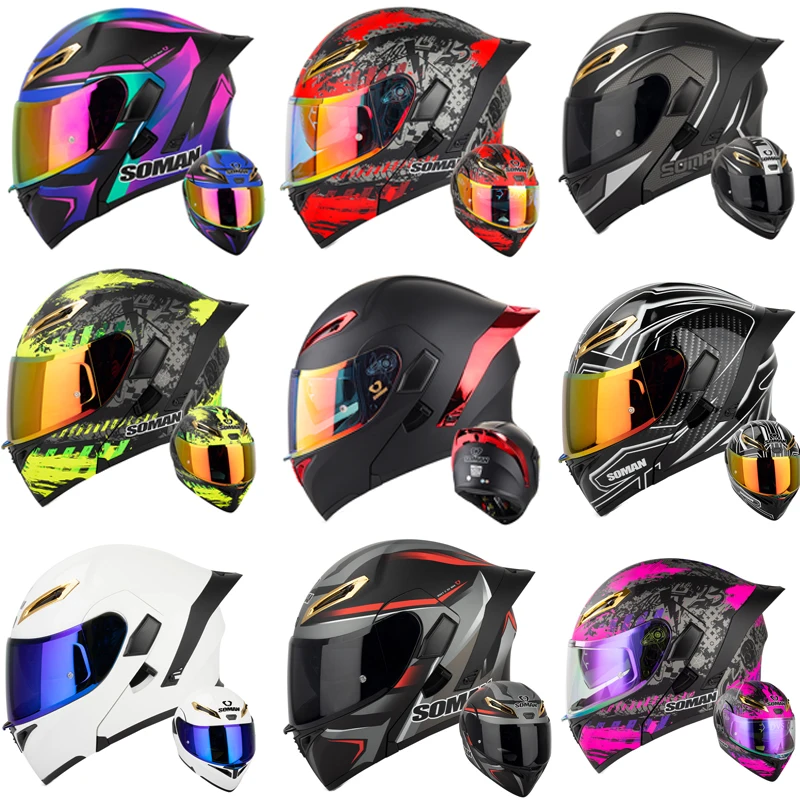 Dual Visor Motorcycle Racing Helmet - SOMAN Casco integrale Caschi da moto