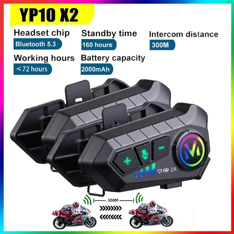 Universal Motorcycle Helmet Intercom Headset - Y10 2X Bluetooth Moto casco interfono