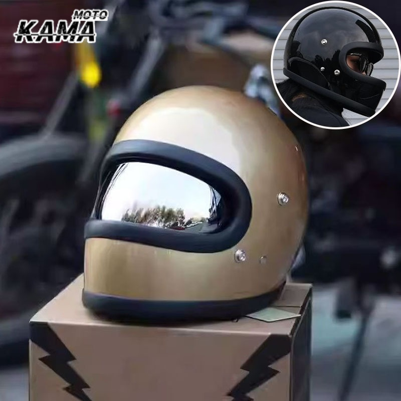 Vintage Open Face Retro Helmet - Casco da moto retrò con certificazione