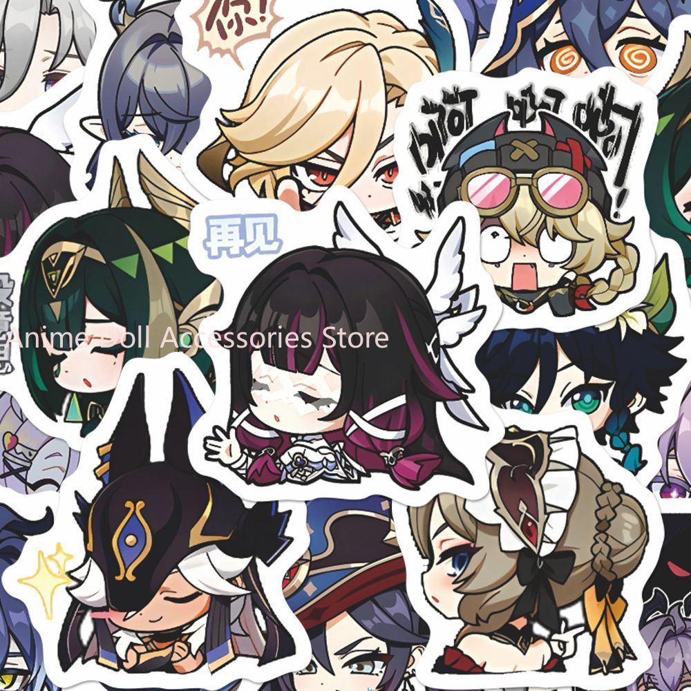 Motorcycle Helmets - 64 Pezzi Adesivi Anime Genshin Impact