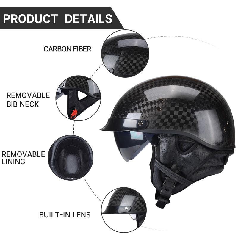 Casco da moto mezzo viso per s - Carbon Fiber Lightweight Motorcycle Helmet recensione e prezzo