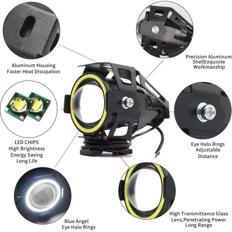 U7 LED ausiliario luminoso per - Universal Motorcycle Led Headlight Projector recensione e prezzo