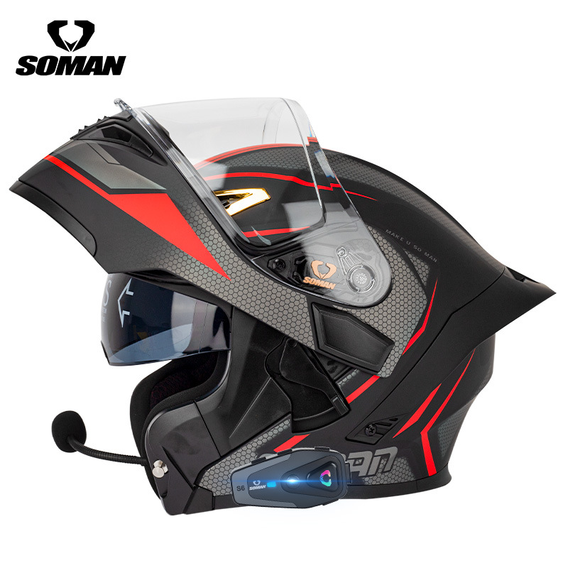 Casco da moto SOMAN Flip Up, i - Dual Visor Motorcycle Racing Helmet recensione e prezzo