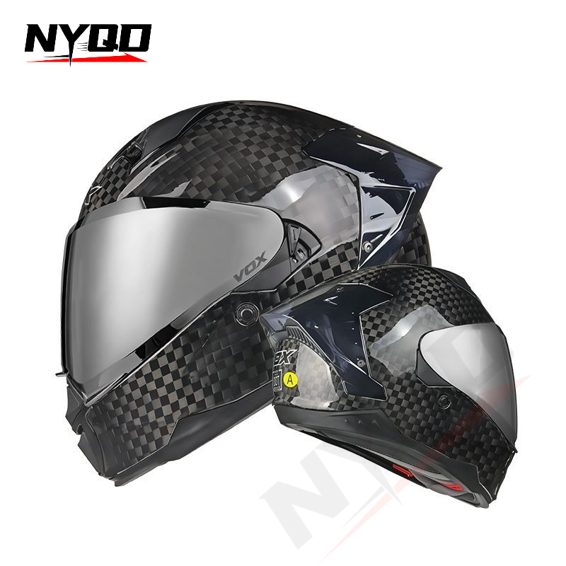 Casco Integrale in Fibra di Ca - Dual Visor Motorcycle Racing Helmet recensione e prezzo